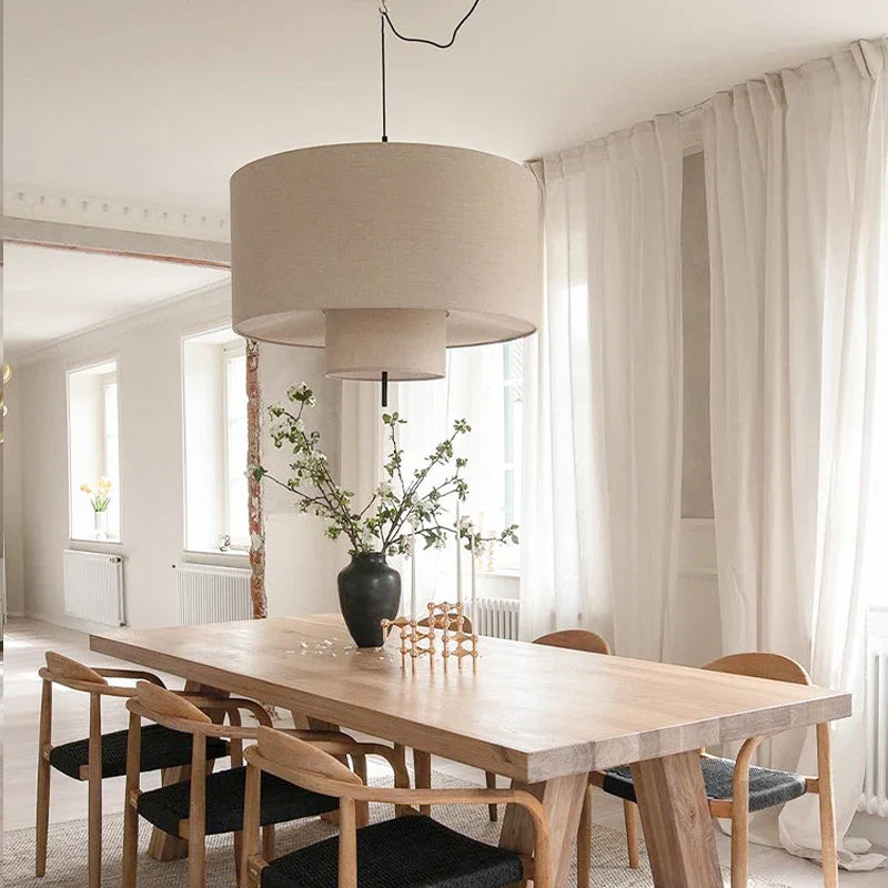 Afralia™ Fabric Chandelier LED Pendant Lights Nordic Minimalist for Living Dining Room