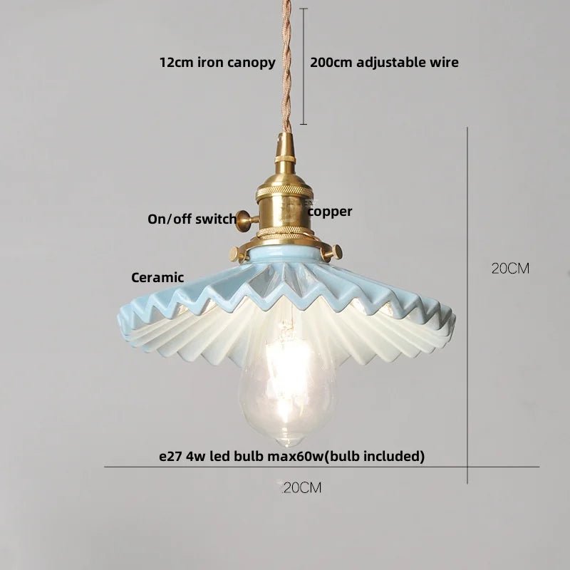 Afralia™ Nordic Walnut Wood LED Pendant Light with White Ceramic Shade & Copper Knob Switch