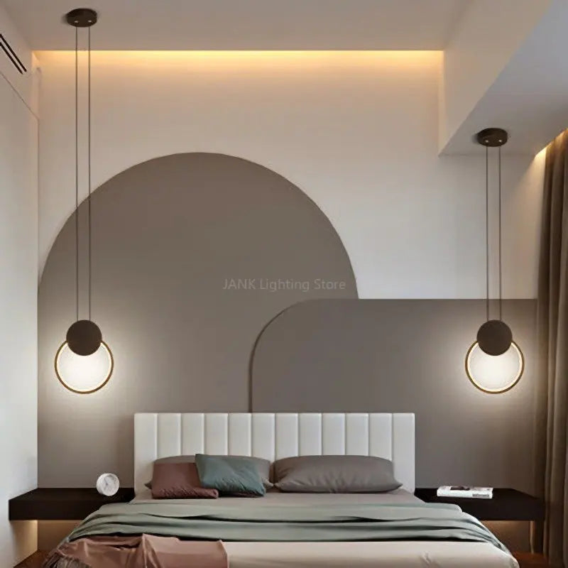 Afralia™ Modern Nordic Style LED Geometric Pendant Light Chandelier for Bedroom and Living Room