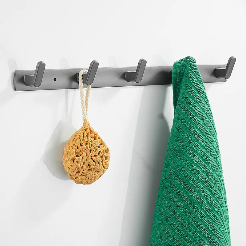 Afralia™ Aluminum Alloy Towel Hooks Wall Mounted Bathroom Robe Holder (3-6 Hooks)