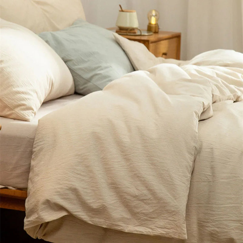 Afralia™ Luxury Cotton Bedding Sets: Soft & Breathable Striped Home Textile Collection