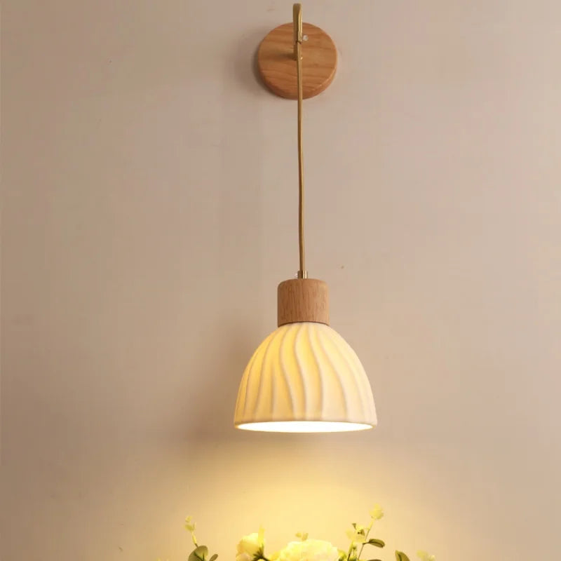 Afralia™ Nordic LED Wall Sconce Wood Base Modern Vanity Light