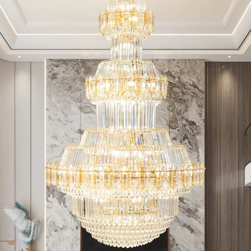 Afralia™ Crystal Chandelier: Villa High Living Room Luxury Lighting