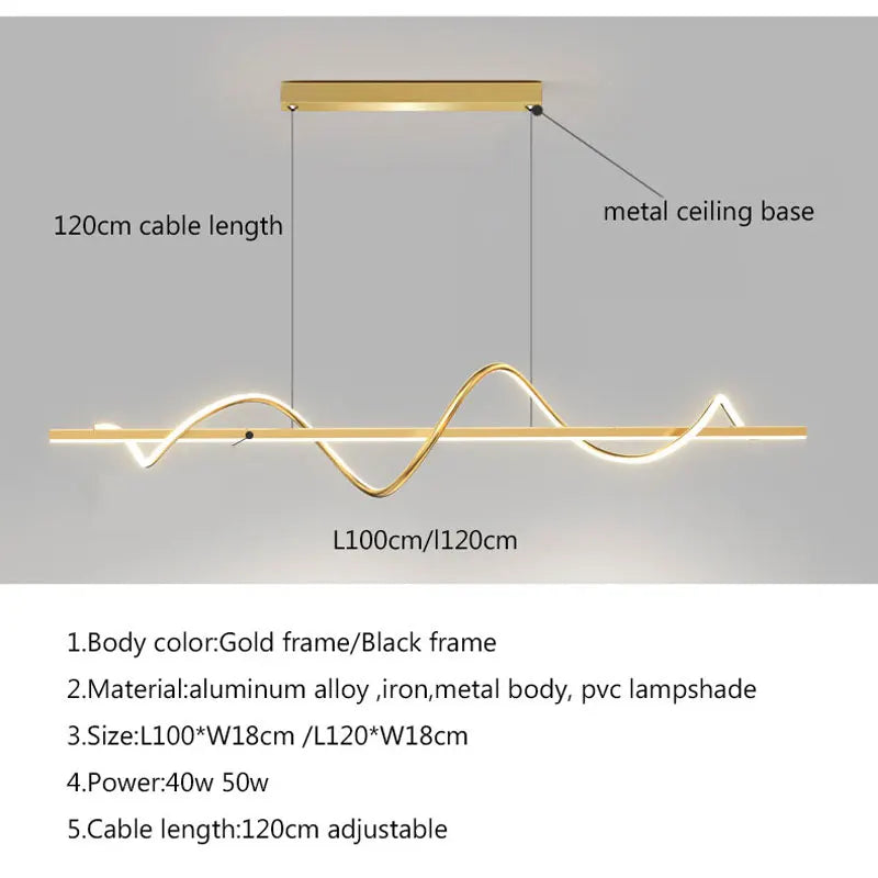 Afralia™ LED Chandelier Pendant Light 120cm Ceiling Modern Minimalist Dining Kitchen Lighting