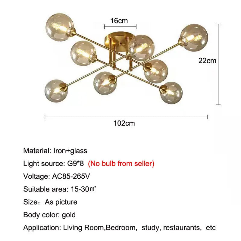 Afralia™ Glass Ball Chandelier: Modern Luxury Ceiling Lamp for Living Room, Bedroom & Study