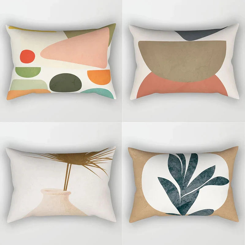 Nordic Abstract Leaves & Plant Print Pillowcase by Afralia™ - Modern Geometric Home Decor