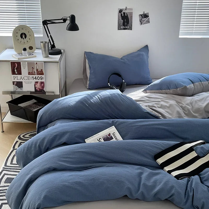 Afralia™ Super Soft Double-Sided Bubble Cotton Bed Four-Piece Set