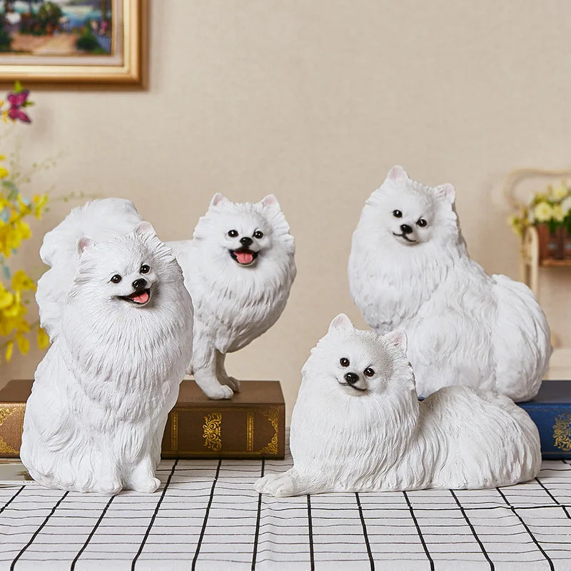 Afralia™ Pomeranian Resin Dog Sculpture for Home Decor