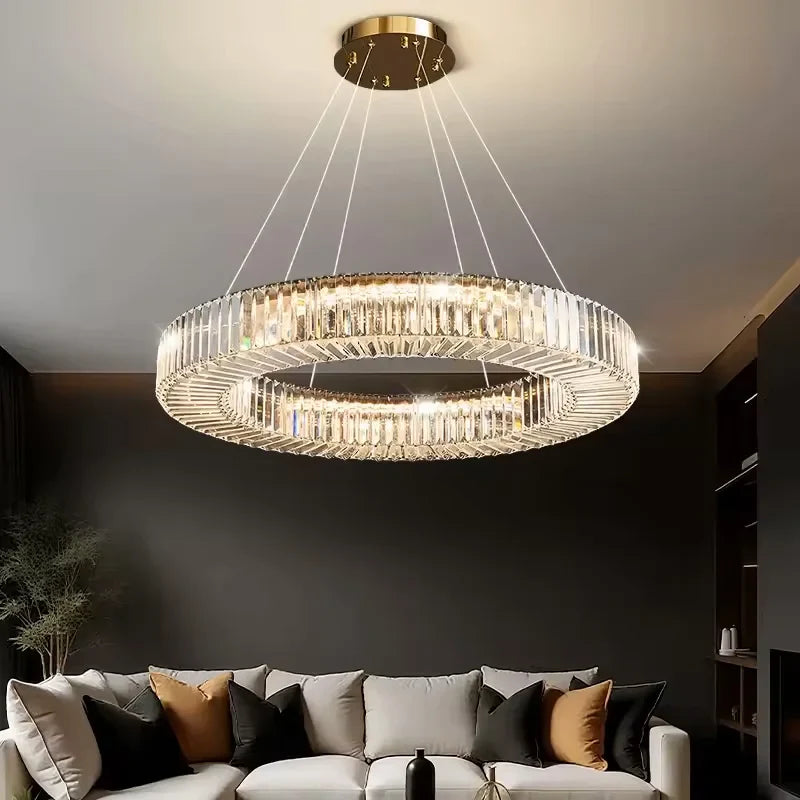 Afralia™ Elegant Crystal Chandelier LED Pendant Light for Home Décor
