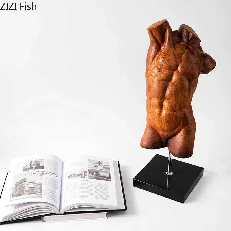 Afralia™ Muscle Man Sculpture Desk Ornament Modern Art Decor Resin Statue