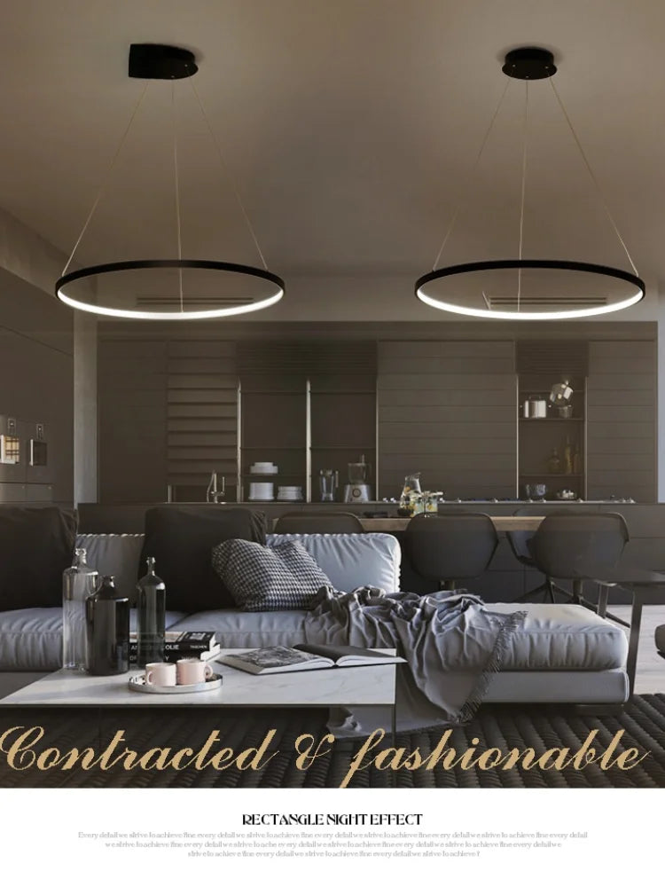 Afralia™ Circle Rings LED Pendant Lamp, Modern Fashion Light for Living Room & Dining Room