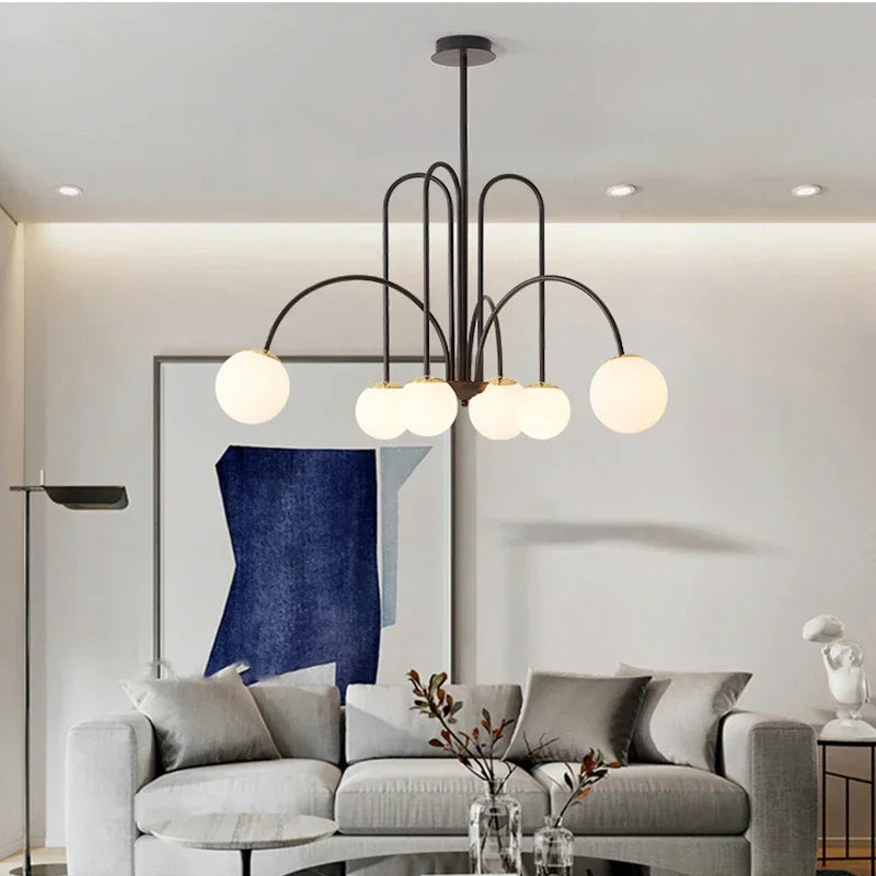 Afralia™ Glass Ball LED Chandelier for Indoor Decor Lighting