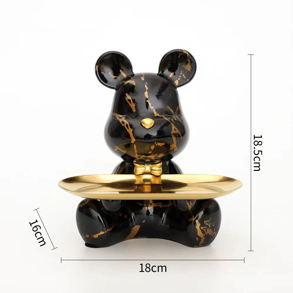 Afralia™ Graffiti Bear Figurine Statue Key Shelf Decor - Modern Table Sculpture