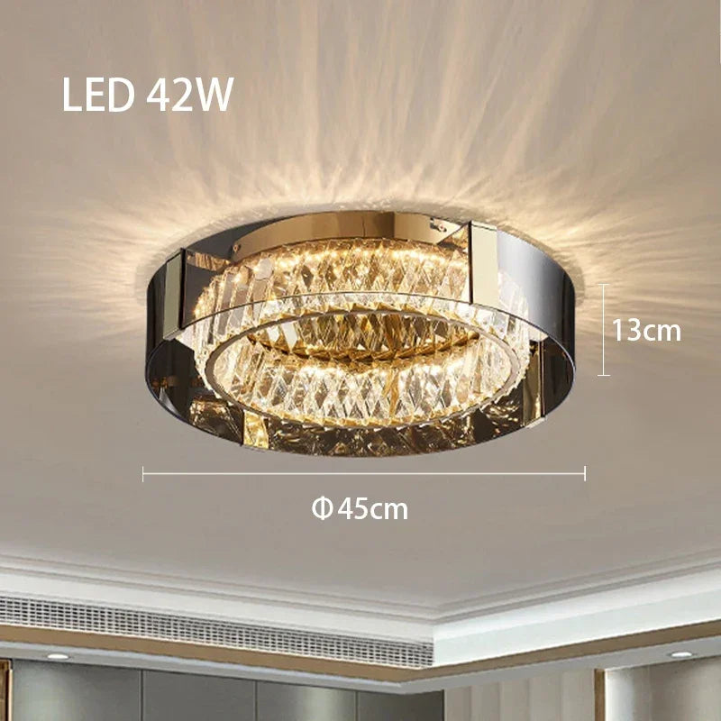 Afralia™ Crystal LED Ceiling Chandelier Dimmable Luxury Modern Room Decor Bedroom Light