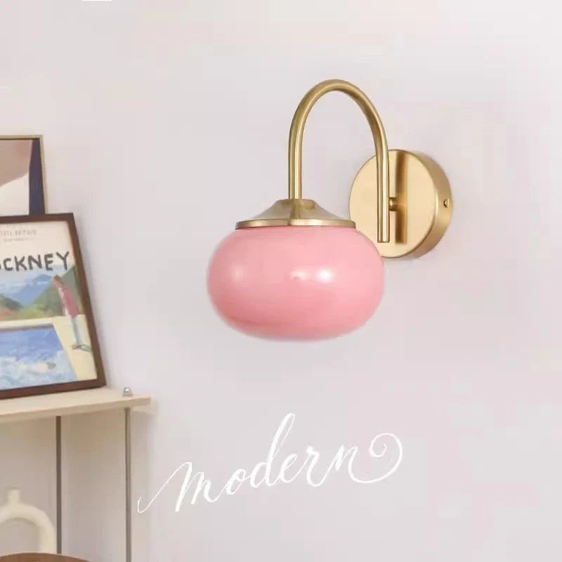 Afralia™ Glass Ball Wall Lamp: Modern Pink & White Stylish Lighting Fixture for Living Room