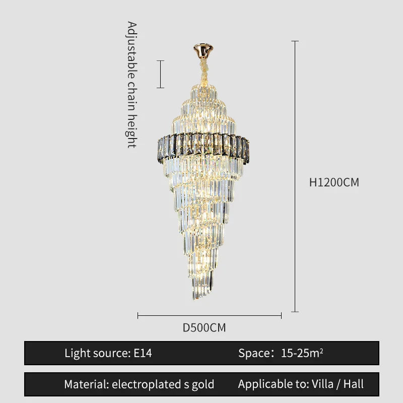 Afralia™ Crystal Spiral Chandelier for Luxury Spaces