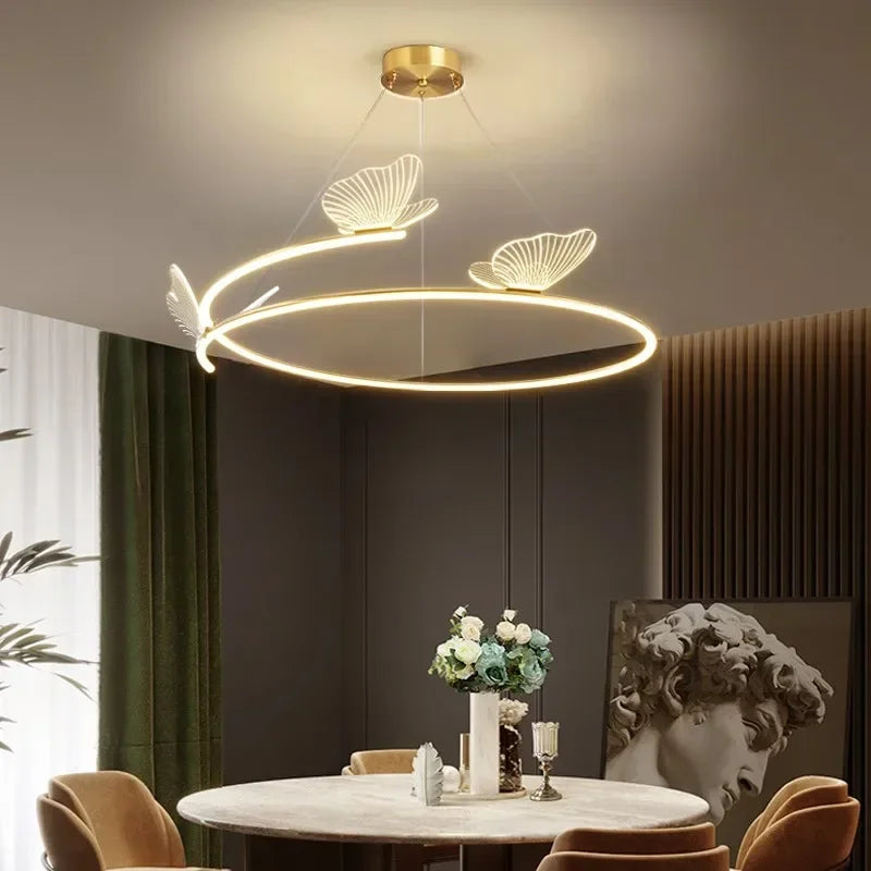 Afralia™ Modern Butterfly Chandelier Minimalist LED Pendant Light for Home Decoration
