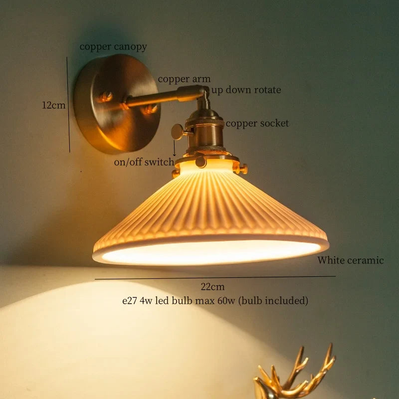 Afralia™ Nordic Modern LED Wall Lamps Copper Arm Ceramic for Home Decor