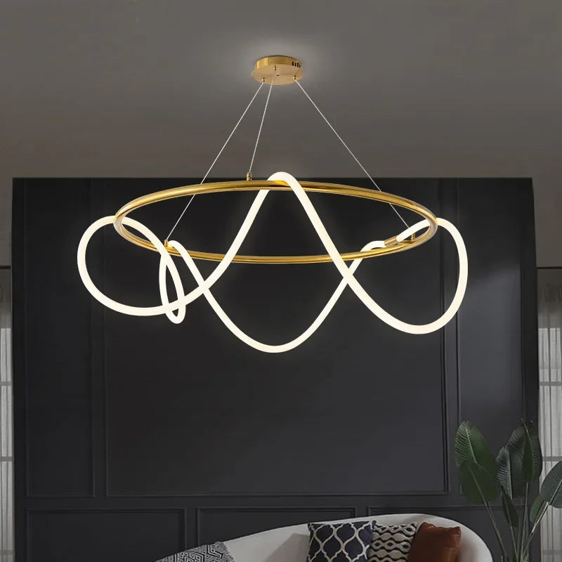 Afralia™ Modern Minimalist Dimmable LED Chandelier for Home Décor - Pendant Lights for Dining Room