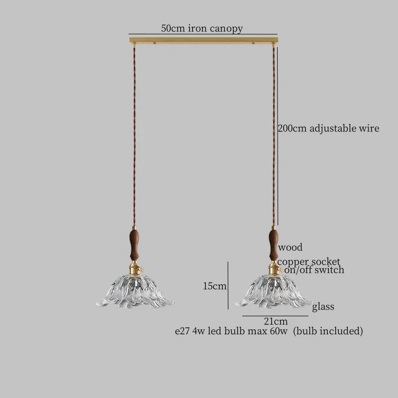 Afralia™ Glass LED Pendant Lamp Petal Lampshade for Bedroom Living Dining Room