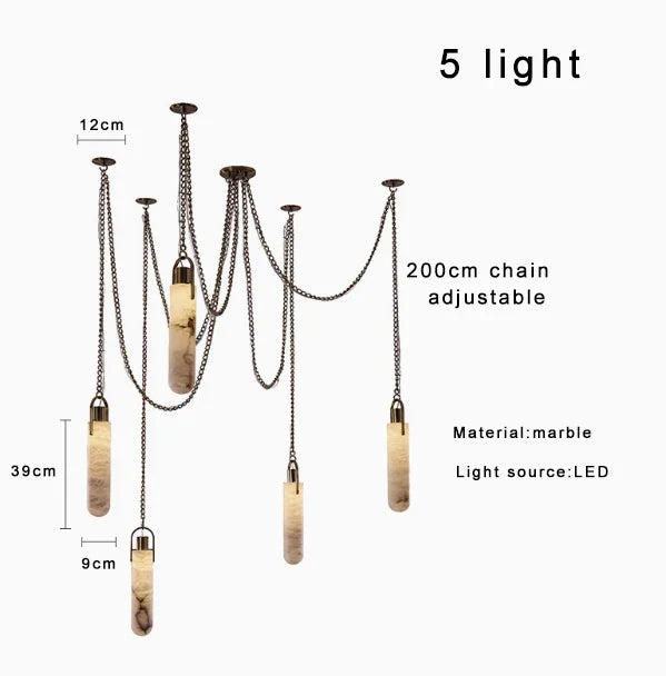 Afralia™ High Ceiling Alabaster Chandelier with Marble Luxury Design