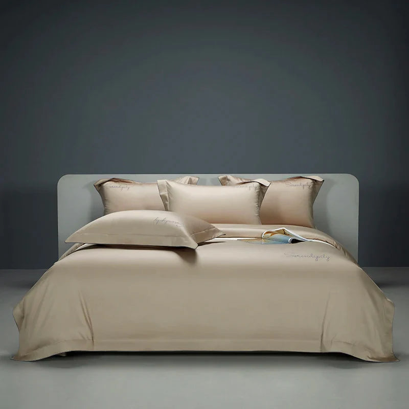 Afralia™ Luxury Embroidery Solid Color Bedding Set - 1200TC Egyptian Cotton, Hotel Style