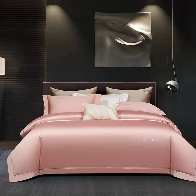 Afralia™ 1000TC Egyptian Cotton Embroidery Bedding Set with Duvet Cover, Sheet, Pillowcase