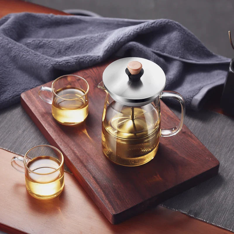 Afralia™ Glass Tea Set with High Temperature Boiling Filter, Chinese Kung Fu Style