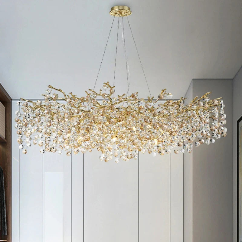 Afralia™ Sun Crystal Chandelier for Elegant Living Room & Lobby Lighting