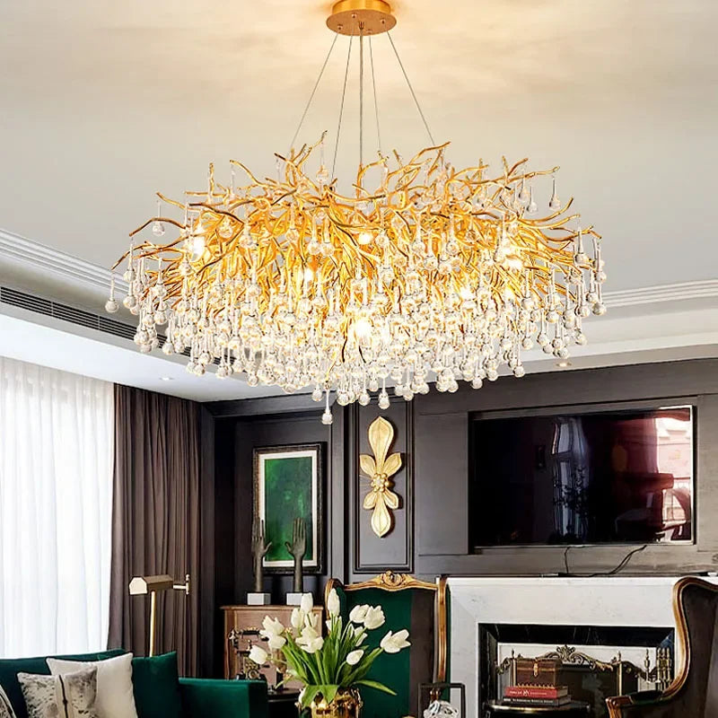 Afralia™ Crystal Drop Chandelier for Dining Living Room Bedroom Luxury Decor