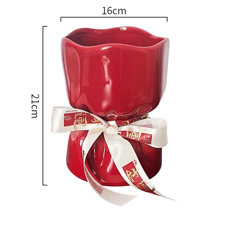 Afralia™ Ceramic Bouquet Vase Desk Decoration Room Aesthetic Decor