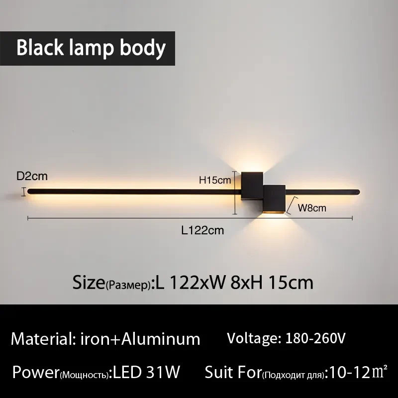 Afralia™ Modern Black LED Wall Lamp for Living Room Bedroom, Minimalist Sconce Lighting
