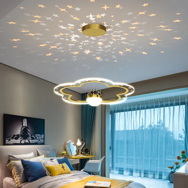 Afralia™ LED Star Chandelier: Kids Room Lighting Fixture for Bedroom & Study Room