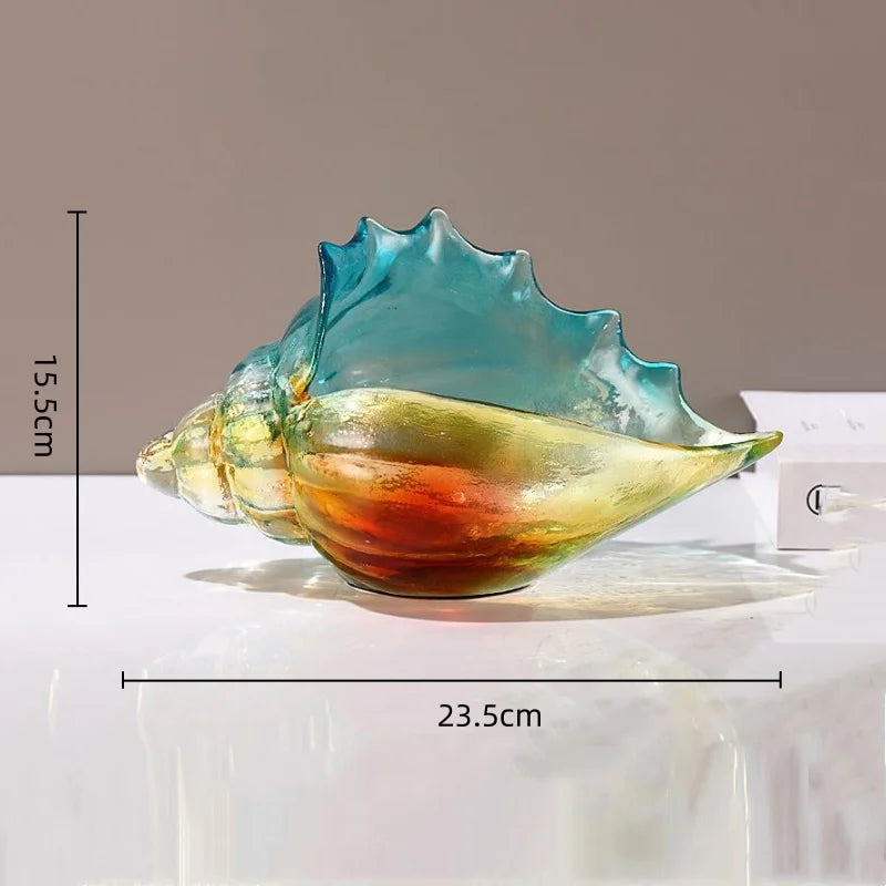 Afralia™ Conch Glass Handicrafts Key Tray: Colorful Shell Figurines Storage Container
