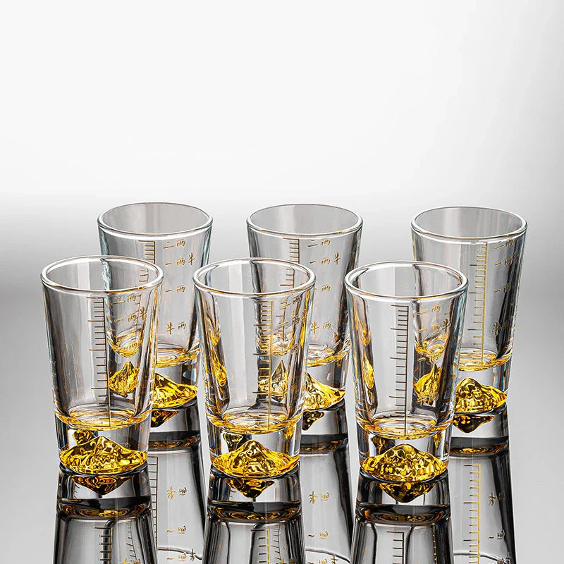 Afralia™ Clear Glass Liquor Cup Set 2oz Chinese Spirit Drinking Glasses with Graduated Line