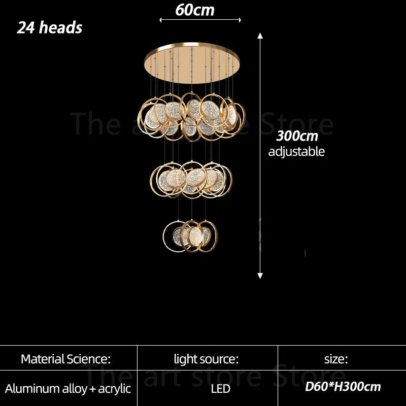 Afralia™ Luxury LED Chandelier for Villa, Staircase, Bar, Kitchen, Dining Room, Living Room