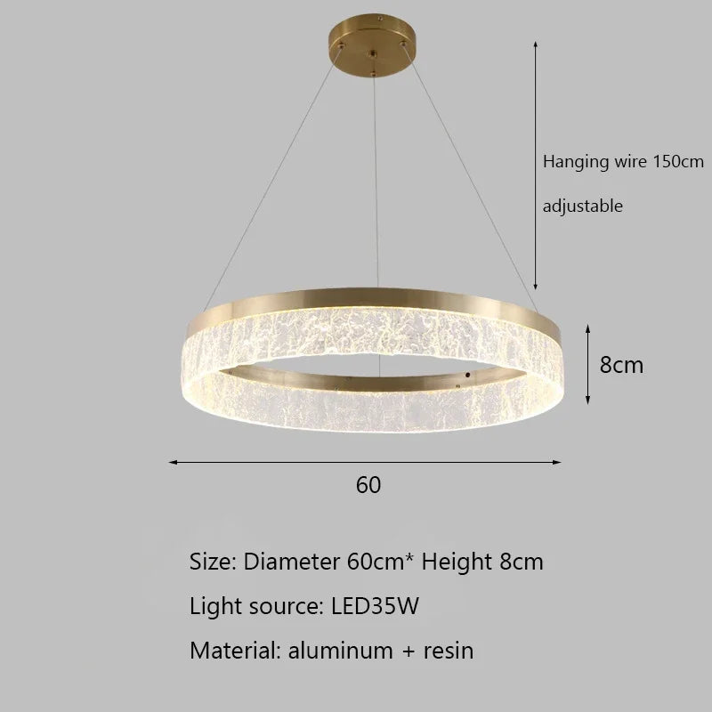 Afralia™ Modern Luxury Round Resin Chandelier LED Ceiling Lamp for Home Indoor Lighting