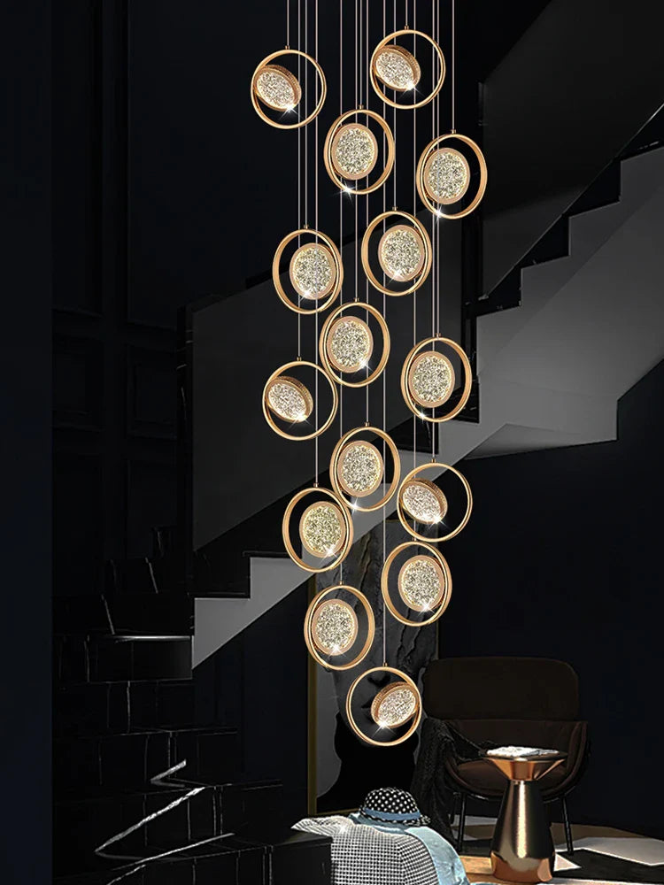 Afralia™ Luxury LED Chandelier for Villa, Staircase, Bar, Kitchen, Dining Room, Living Room