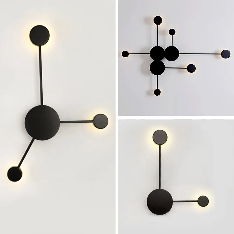 Afralia™ Modern Nordic Black Wall Lamp Bedroom Bedside Sconce Light Art Decoration Fixtures