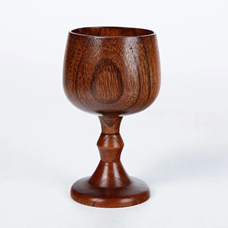 Afralia™ Natural Red Spruce/Jujube Wood Goblet Cup - Classical Wooden Wine Glass