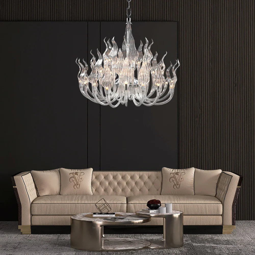 Afralia™ Clear Glass Crystal Pendant Chandelier for Dining Living Room Bedroom