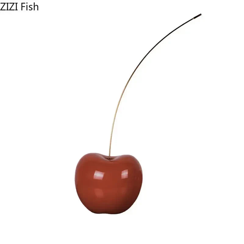 Afralia™ Cherry Fruit Sculpture Resin Desk Ornament Modern Home Decoration