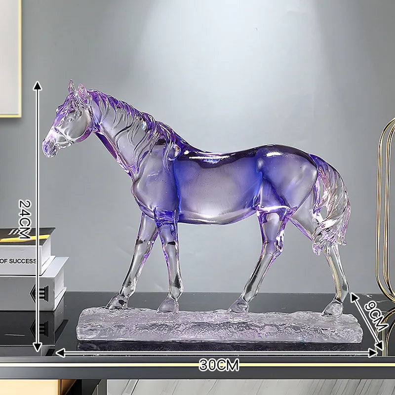 Afralia™ Horse Resin Ornament: Simulation Animal Sculpture, Transparent Colored Decor, Home Figurine