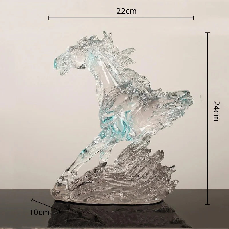 Afralia™ Clear Horse Resin Sculpture Decorative Figurine Home Decoration