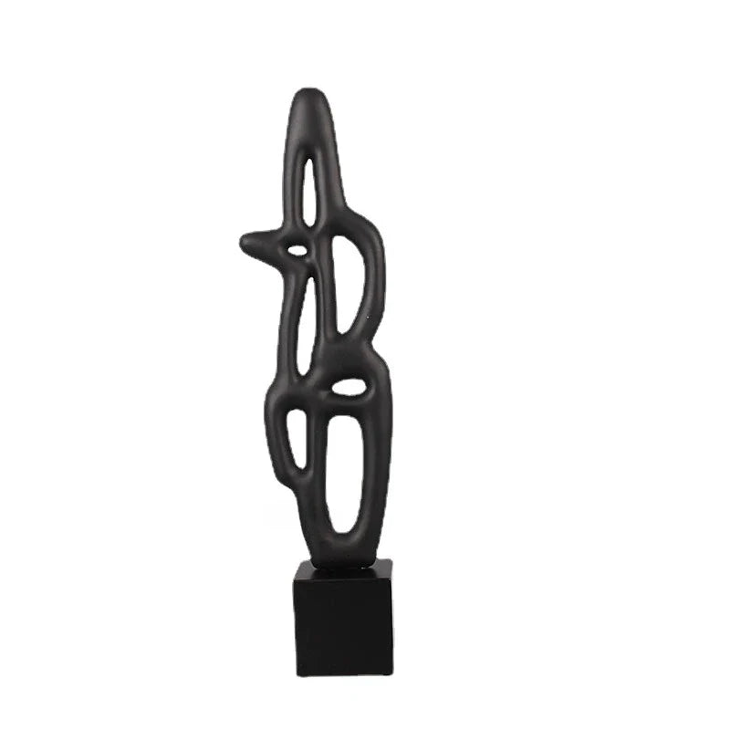 Afralia™ Geometric Resin Sculpture Set, Black and White Irregular Decor Figurines