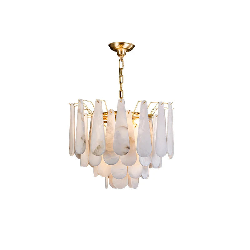 Afralia™ Marble Gold Chrome LED Chandelier | Dimmable Hanging Lamp for Living Room