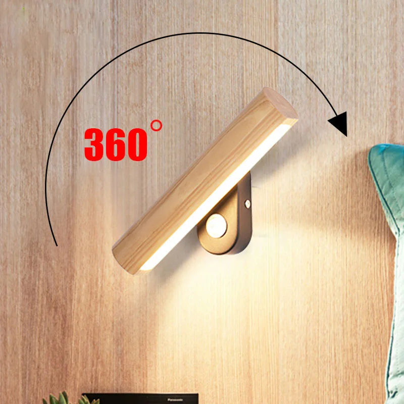 Afralia™ Wood LED Wall Lamp Modern Adjustable Indoor Wall Light Switch Living Room Bedside