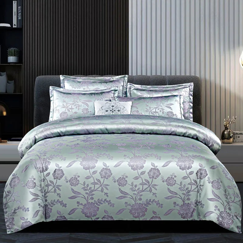 Afralia™ Jacquard Satin Summer Bedding Set - Elegant & Skin Friendly Duvet Cover - Single/Double Size