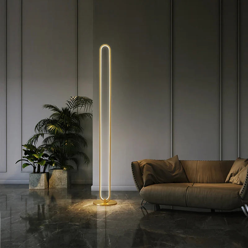 Afralia™ Minimalist Copper LED Floor Lamp Gold Brass Nordic Indoor Decor