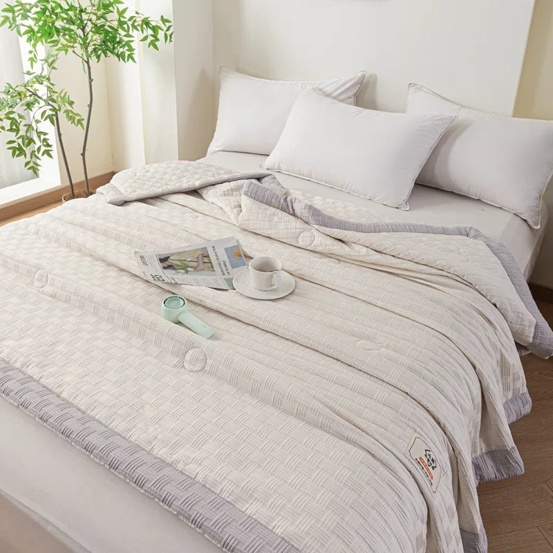 Afralia™ Knitted Waffle Summer Quilt: Soft, Breathable, Cooling, Machine Washable, Thin & Skin-friendly